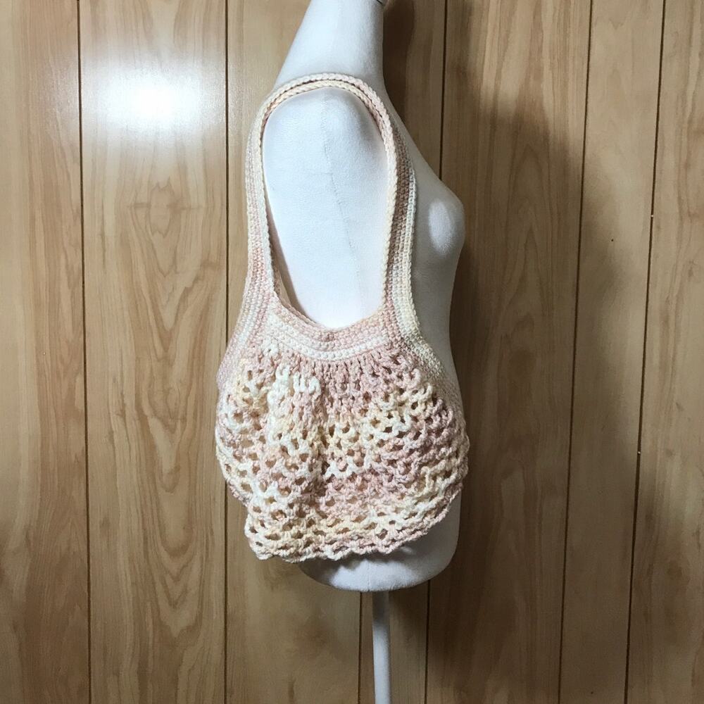 NWT Pink Handmade Crocheted Medium Reusable Mesh Market Bag by Dawny